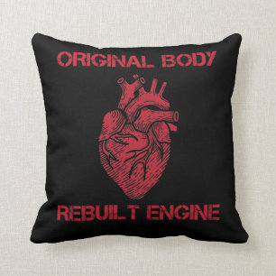 Heart Transplant Rebuilt Engine Bypass Get well Throw Pillow