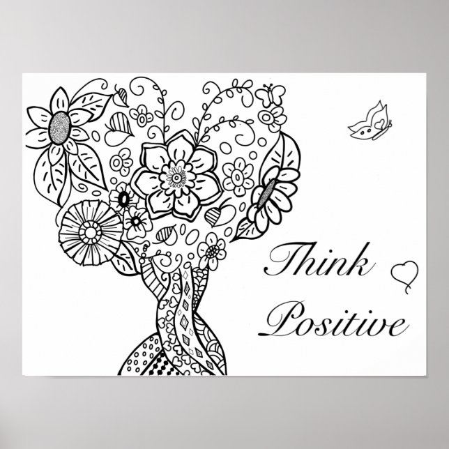 Heart tree colouring positive thinking poster (Front)
