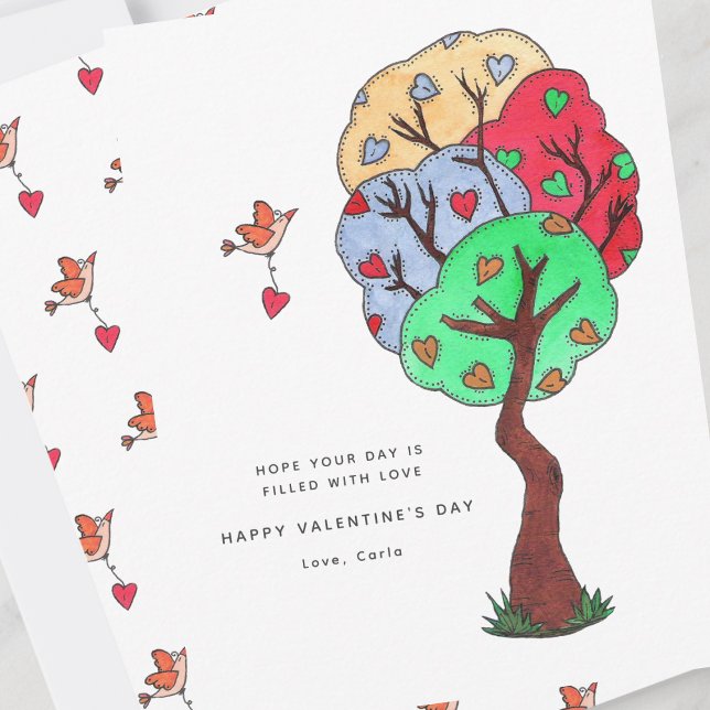 Heart Tree Illustrated Valentine Holiday Card (Creator Uploaded)