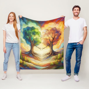 Heart Tree Love Fleece Blanket