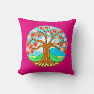Heart Tree of Life Mandala Throw Pillow