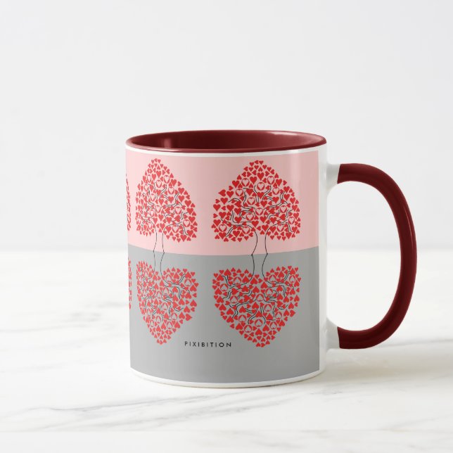 Heart Tree (red & grey) Valentine's Mug (Right)