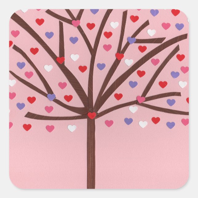 Heart Tree Square Sticker (Front)
