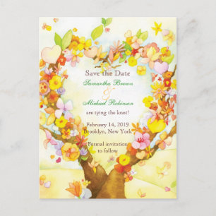 Heart Tree Watercolor Save the Date Postcards