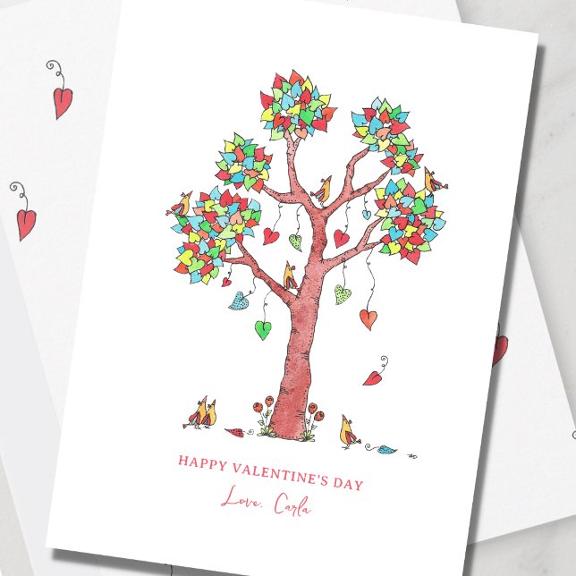 Heart Tree with Birds Valentine Holiday Card (Creator Uploaded)