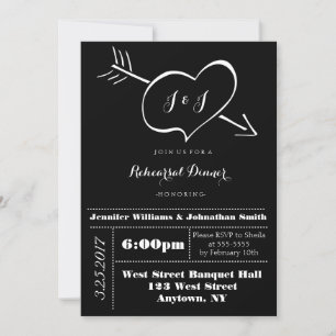 Heart Typography Rehearsal Dinner Invitations