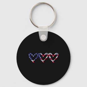 Heart Us American Flag Funny 4th Of July Independe Keychain
