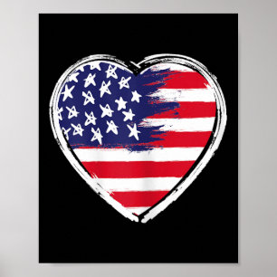 Heart Us Flag 4th Of July Patriotic American Poster