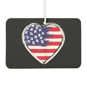 Heart US Flag 4th of July Patriotic American Stars Air Freshener