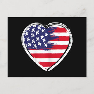 Heart US Flag 4th of July Patriotic American Stars Postcard