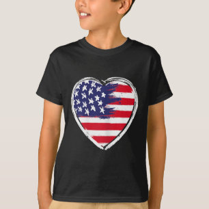 Heart Us Flag 4th Of July Patriotic American T-Shirt