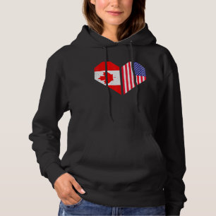Heart Us Flag Maple Leaf Canadian American Flag Us Hoodie