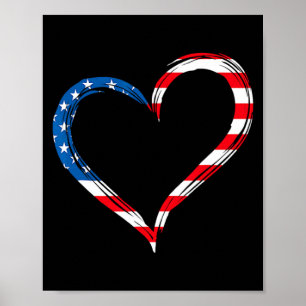 Heart usa flag memorial day patriotic american 4th poster