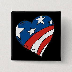 Heart USA Flag Tshirts and Gifts 2 Inch Square Button