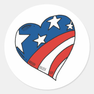 Heart USA Flag Tshirts and Gifts Classic Round Sticker