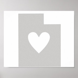 Heart Utah state silhouette Poster