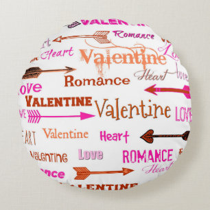 Heart, Valentine and Romance With Cupid Arrows Round Pillow