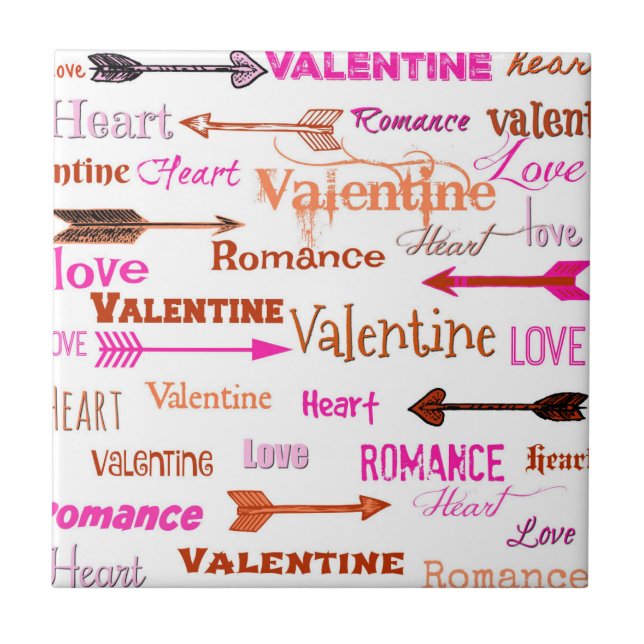 Heart, Valentine and Romance With Cupid Arrows Tile (Front)