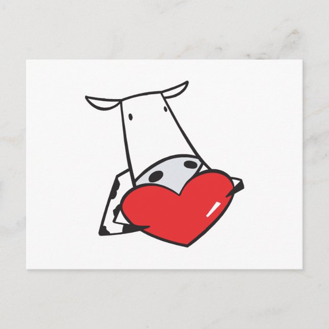 heart valentine cow holiday postcard (Front)