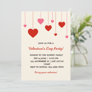 Heart Valentine Red Pink Valentine's Day Party  Invitation