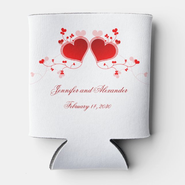 Heart Valentine Wedding Favour Can Coolers (Front)