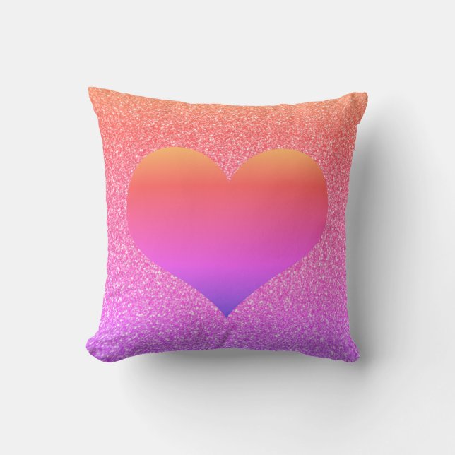 Heart Valentine's Day Birthday Rose Gold Glittery Throw Pillow (Front)