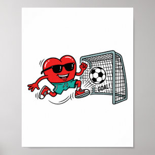 Heart Valentines Day Soccer Men Boys Kids Teens Poster