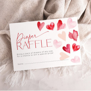 Heart Valentines Diaper Raffle Ticket Baby Shower Enclosure Card