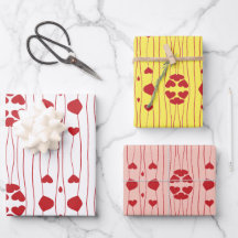 Heart-Valentine's Wrapping Paper- Set of 3
