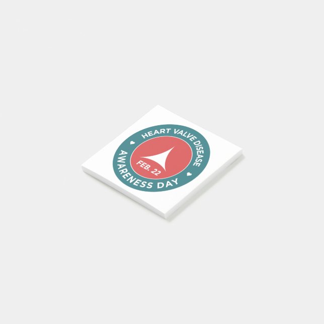 Heart Valve Disease Awareness Day Post It Note (Angled)