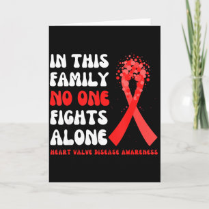 Heart Valve Disease Awareness Ribbon Family Red Fi Card