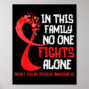 Heart Valve Disease Awareness Ribbon Family Red Fi Poster