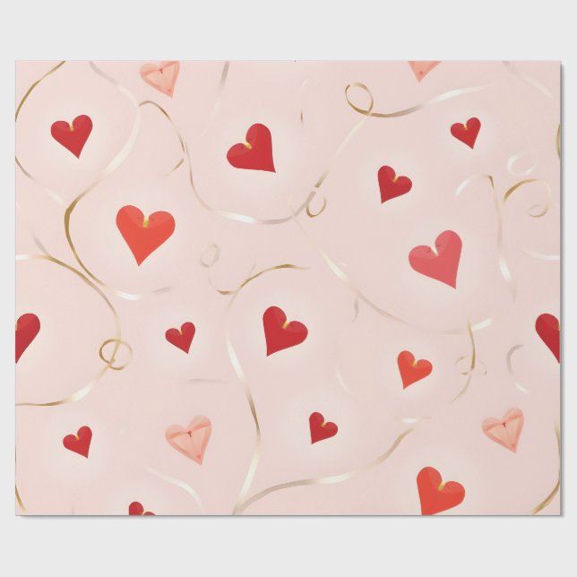 Heart Velantine Seamless Pattern wrapping paper (Flat)