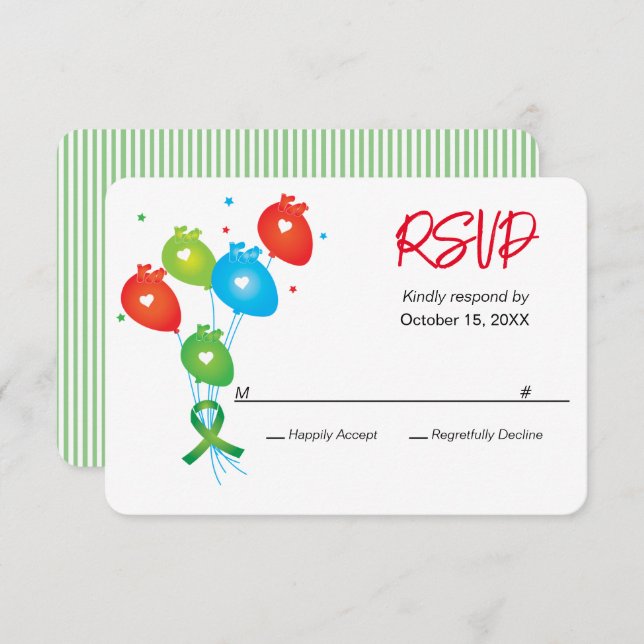 Heart-versary Balloons Customizable Party RSVP (Front/Back)
