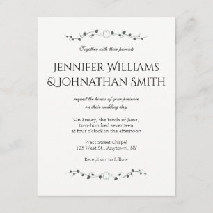 Heart vines wedding invitations