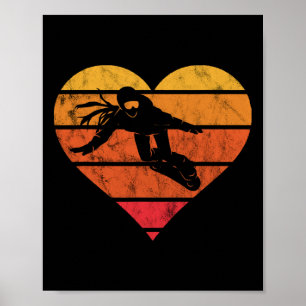 Heart Vintage Retro Snowboarding Snowboard Snowboa Poster