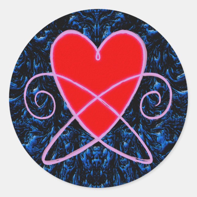 Heart Vortex Classic Round Sticker (Front)