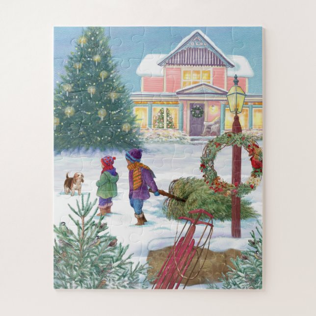 Heart Warming Snowscape with Kids  Jigsaw Puzzle (Vertical)