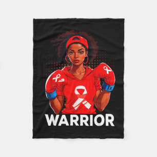 Heart Warrior African American Woman Boxing Heart  Fleece Blanket