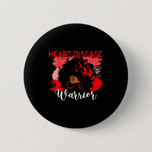 Heart Warrior Black Woman Red Heart Disease Awaren 2 Inch Round Button