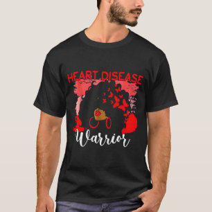 Heart Warrior Black Woman Red Heart Disease Awaren T-Shirt