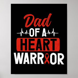 Heart Warrior Dad Chd Congenital Heart Defect Awar Poster
