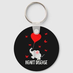 Heart Warrior Elephant Heart Disease Awareness War Keychain