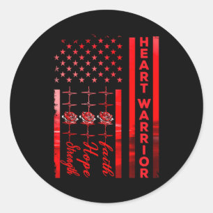 Heart Warrior Flag Heart Disease Awareness Warrior Classic Round Sticker