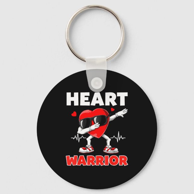 Heart Warrior Heart Disease Awareness Month Red He Keychain (Front)