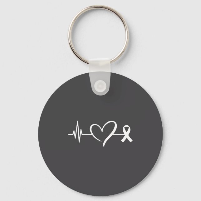 Heart Warrior Heartbeat American Heart Disease Awa Keychain (Front)