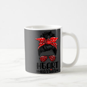 Heart Warrior Messy Bun Go Red - Heart Disease Awa Coffee Mug