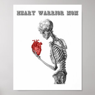 Heart Warrior Mom Skeleton Human Heart Disease Gra Poster