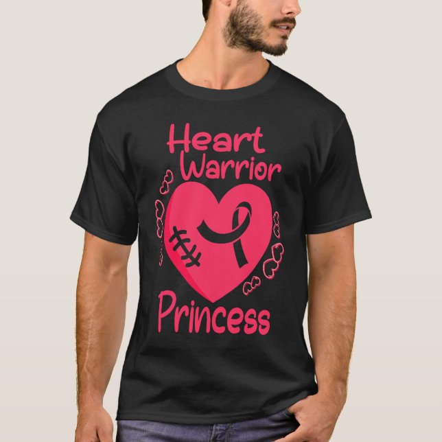 Heart Warrior Princess CHD Heart Disease Awareness T-Shirt (Front)