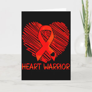 Heart Warrior Red Ribbon Heart Disease Awareness Card